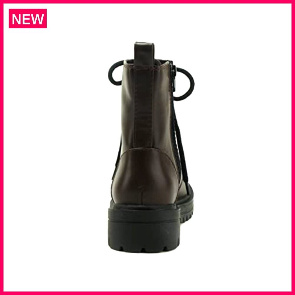 Lug Sole Combat Ankle Boots with Side Zipper, Size 7 - Picture 3 of 5